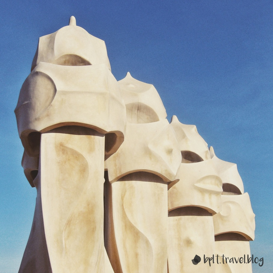 Chimneys on the rooftop of Casa Milà, Barcelona.