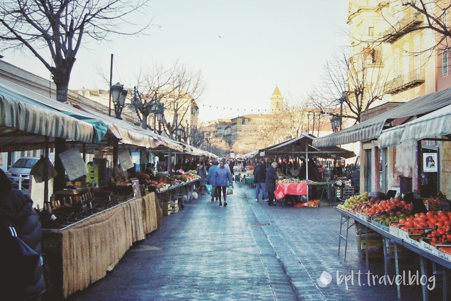 The Cours Saleya market square in Nice.