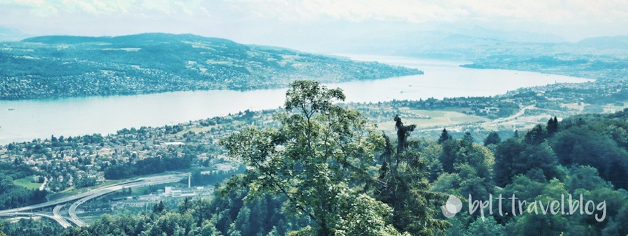Panoramic city view from Uetliberg, Zurich.