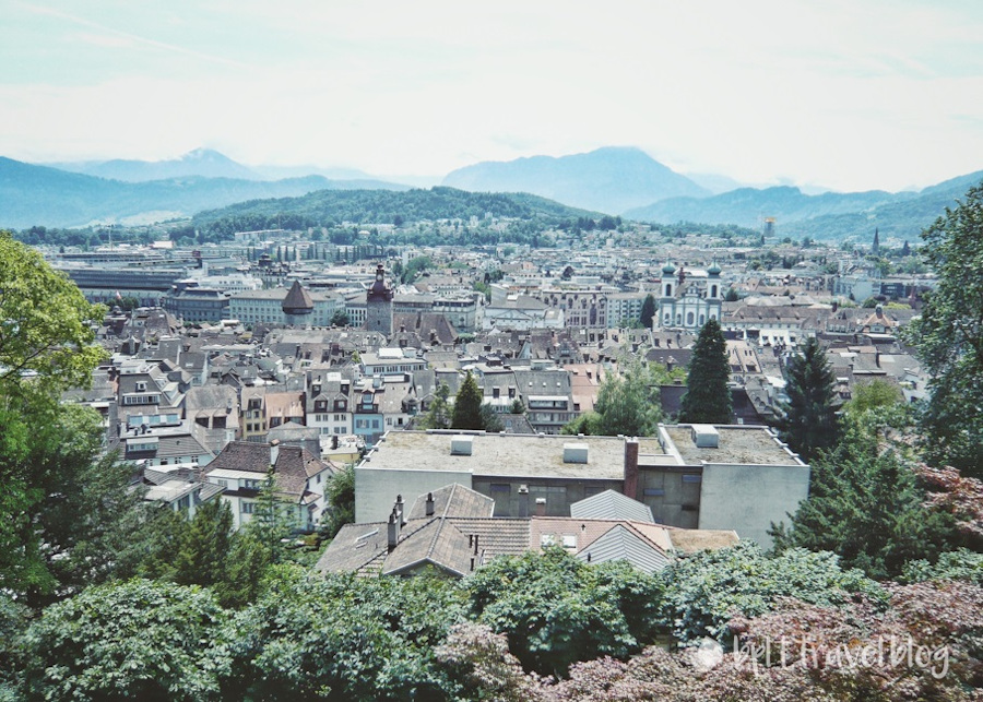 The view of Lucerne from the old town walls.