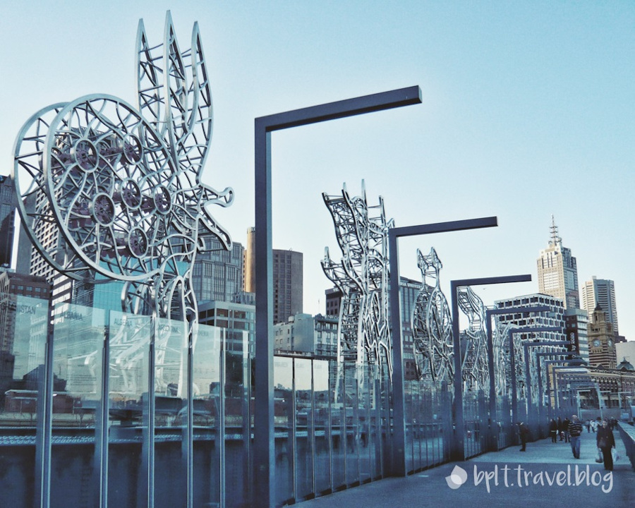 The Travellers artwork on the Sandridge Bridge, Melbourne.