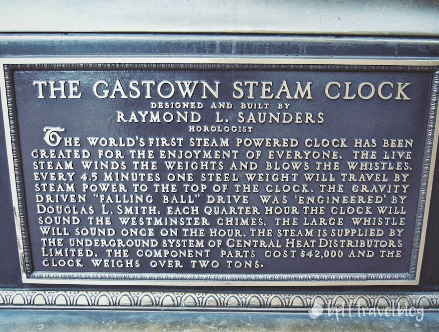 The Gastown Steam Clock sign, Vancouver.