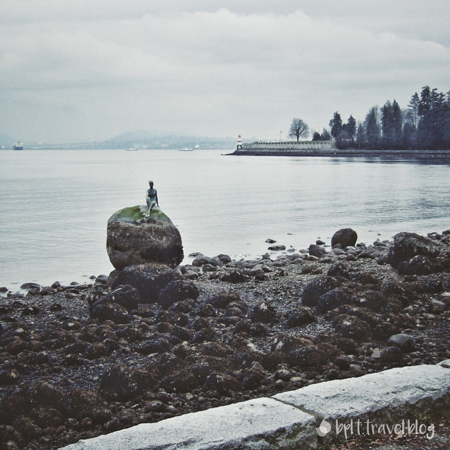 Girl in a Wetsuit bronze sculpture, Stanley Park, Vancouver.
