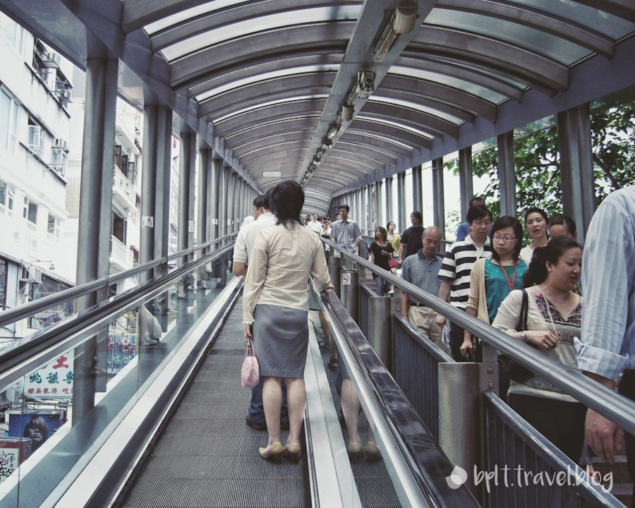 The Mid-Levels Escalator in Hong Kong, China.