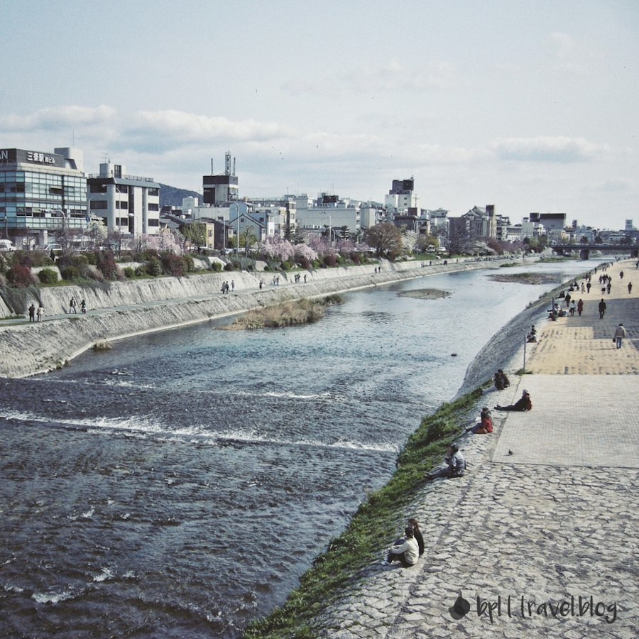 The Kamo River in Kyoto, Japan.