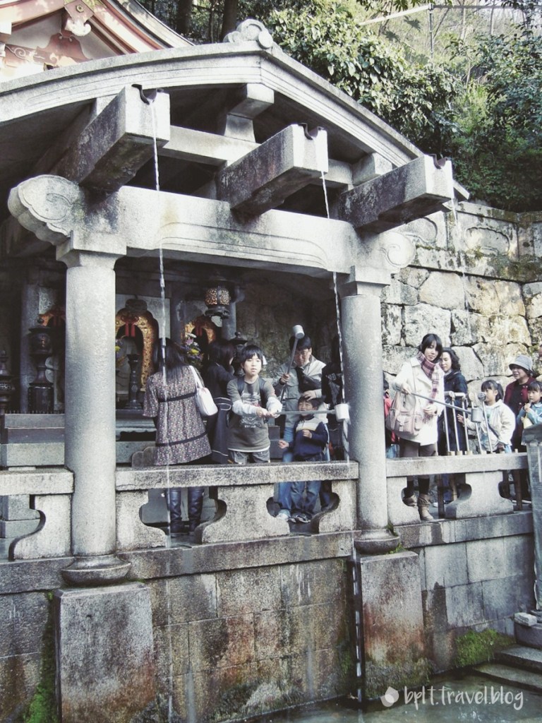 Otowa waterfall at Kiyomizu-dera in Kyoto, Japan.